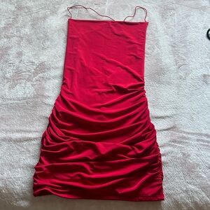 Red mini crossover back dress